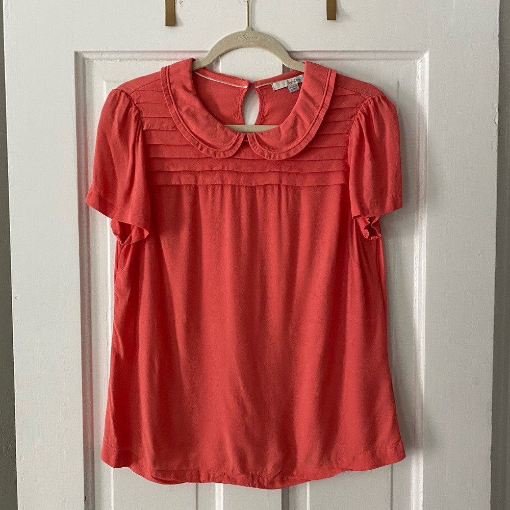 Boden Coral Blouse with Peter Pan Collar